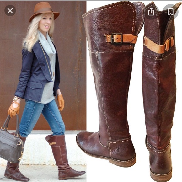 Frye Shoes - FRYE Paige brown vintage tall riding boot 77601